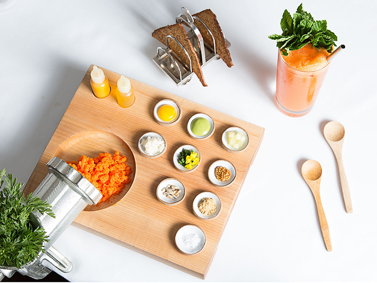 Eleven Madison Park’s carrot tartare with Amagansett Sea Salt and other mix-ins