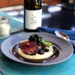 Grilled beef sirloin, potato purée, ramps, & black garlic dressed with Amagansett Sea Salt at the Dabney DC